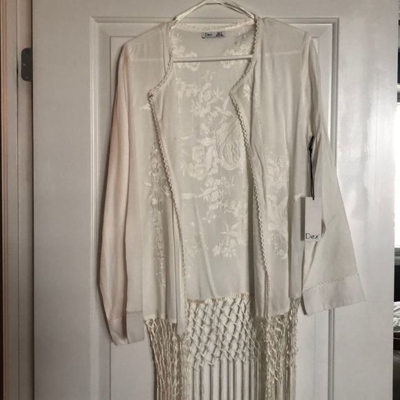 Fringed Embroidered Kimono NWT - Picture 1 of 3